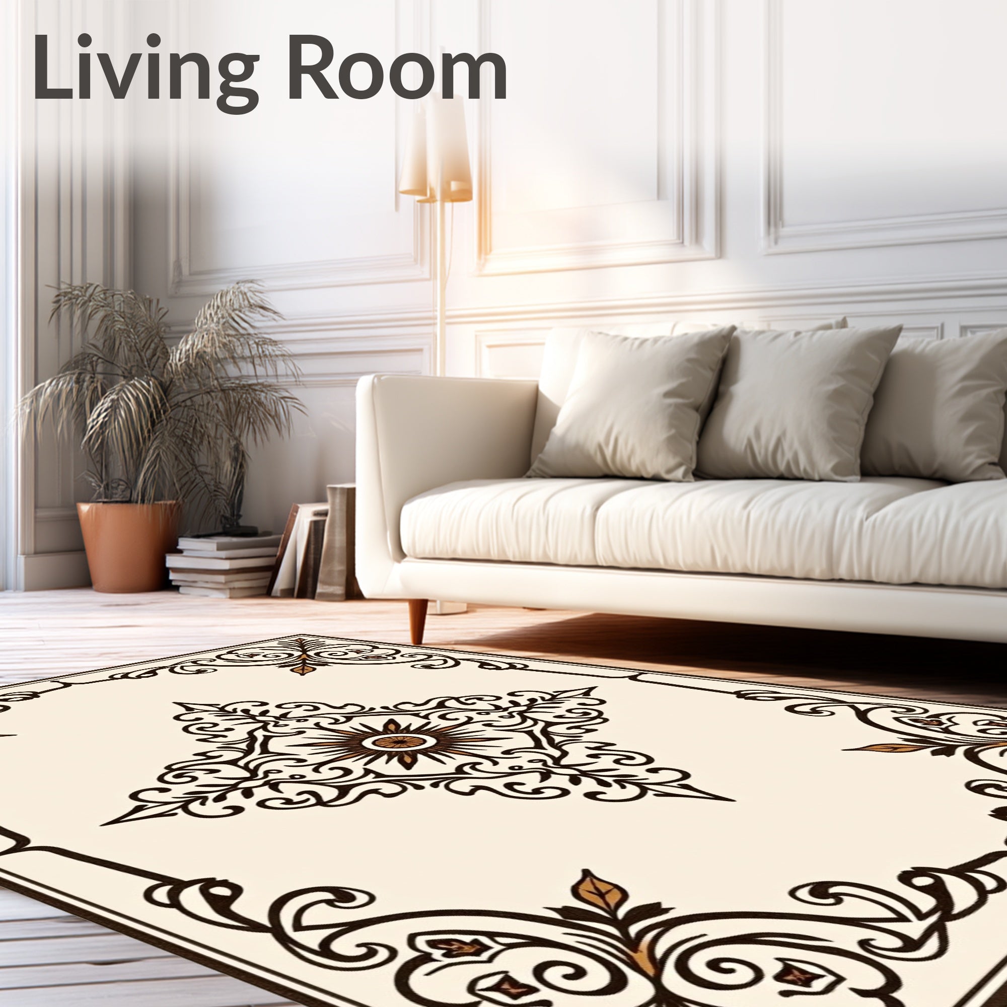 Intricate Floral Medallion Design Rug