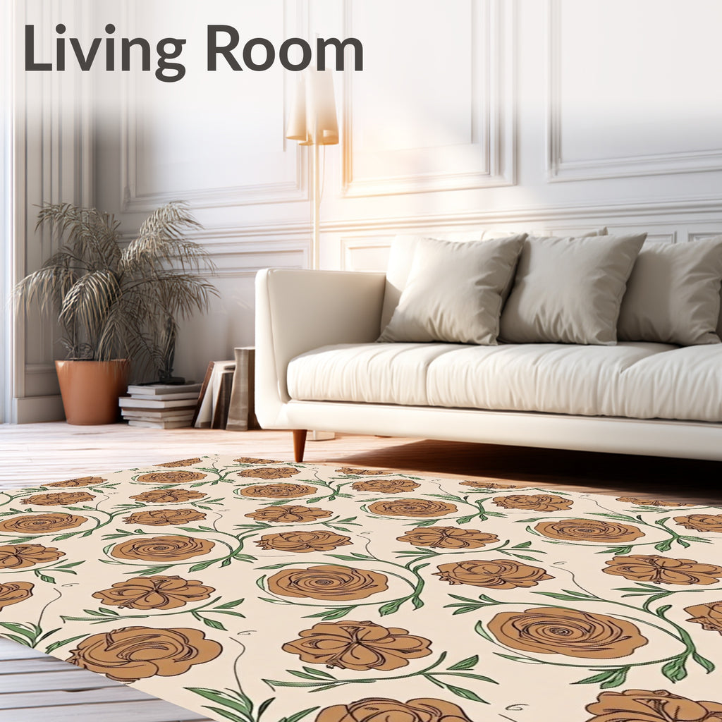 Vintage Rose Vine Pattern Rug