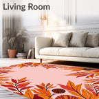 Autumn Leaves Floral Border Design Rug