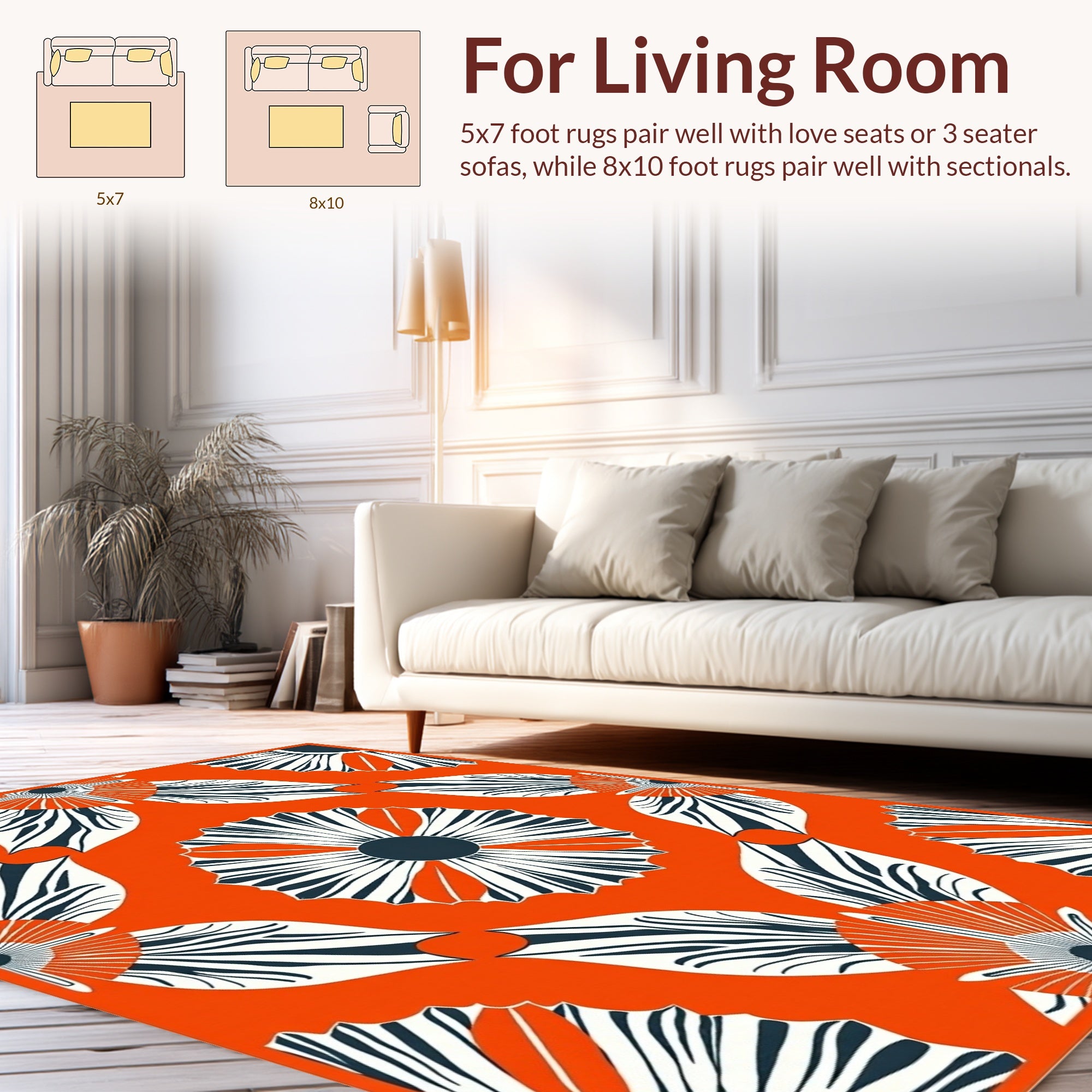 Bold Graphic Floral Pattern Rug