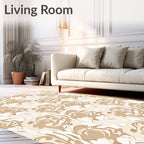 Nude Floral Swirl Pattern Design Rug
