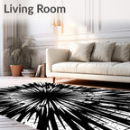 Dynamic Black White Burst Rug
