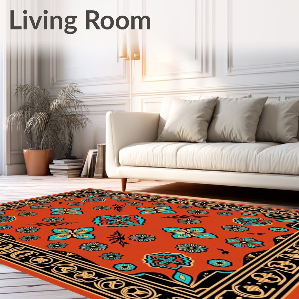 Bold Floral Abstract Tribal Rug