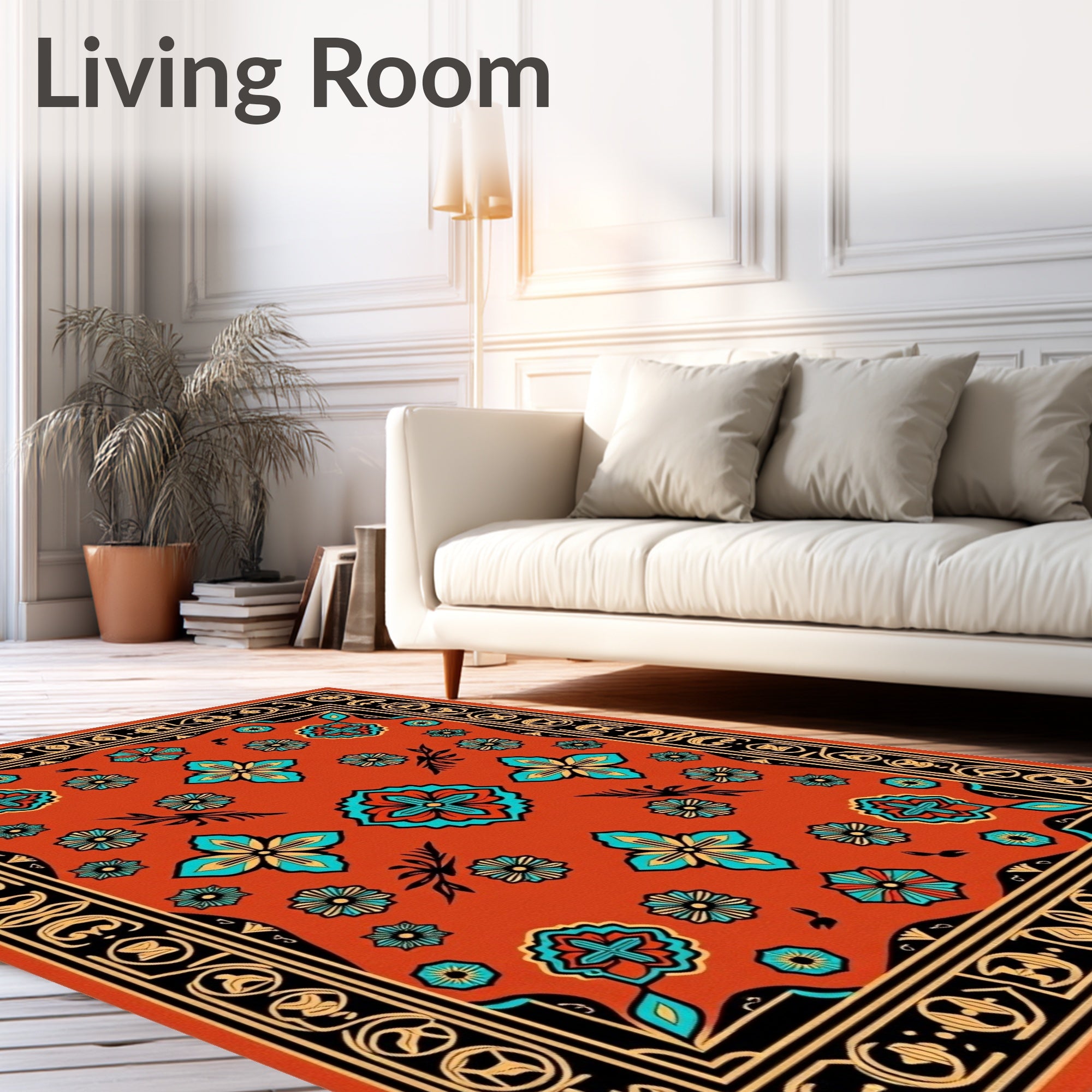 Bold Floral Abstract Tribal Rug