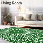 Emerald Floral Intricate Mandala Design Rug