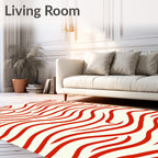Bold Red Stripe Wave Pattern Rug