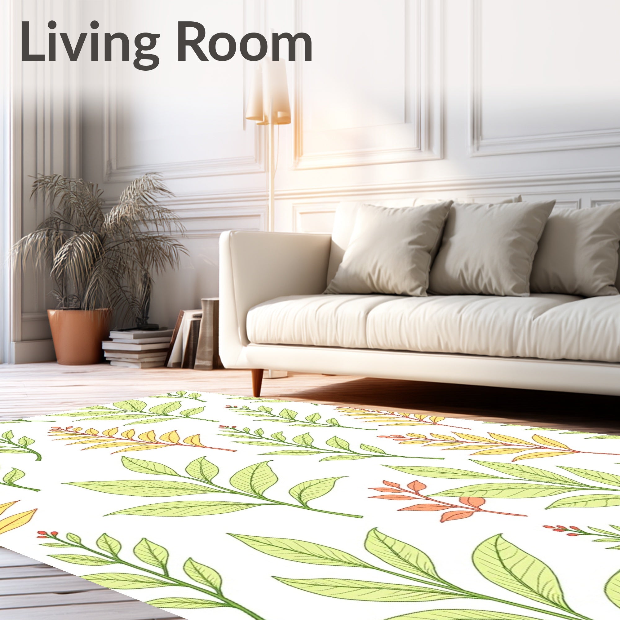Botanical Leaf Patterned Repeating Design Rug