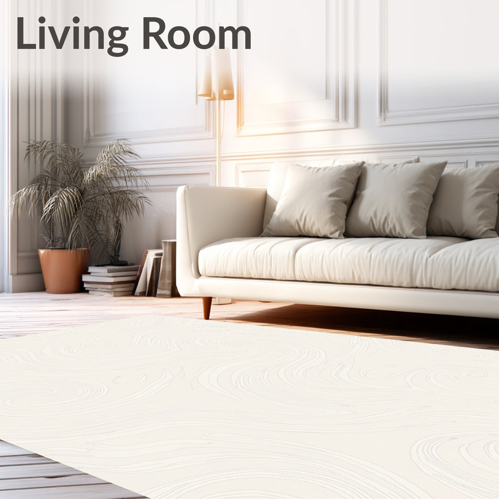 Abstract Swirl Cream Line Art Rug