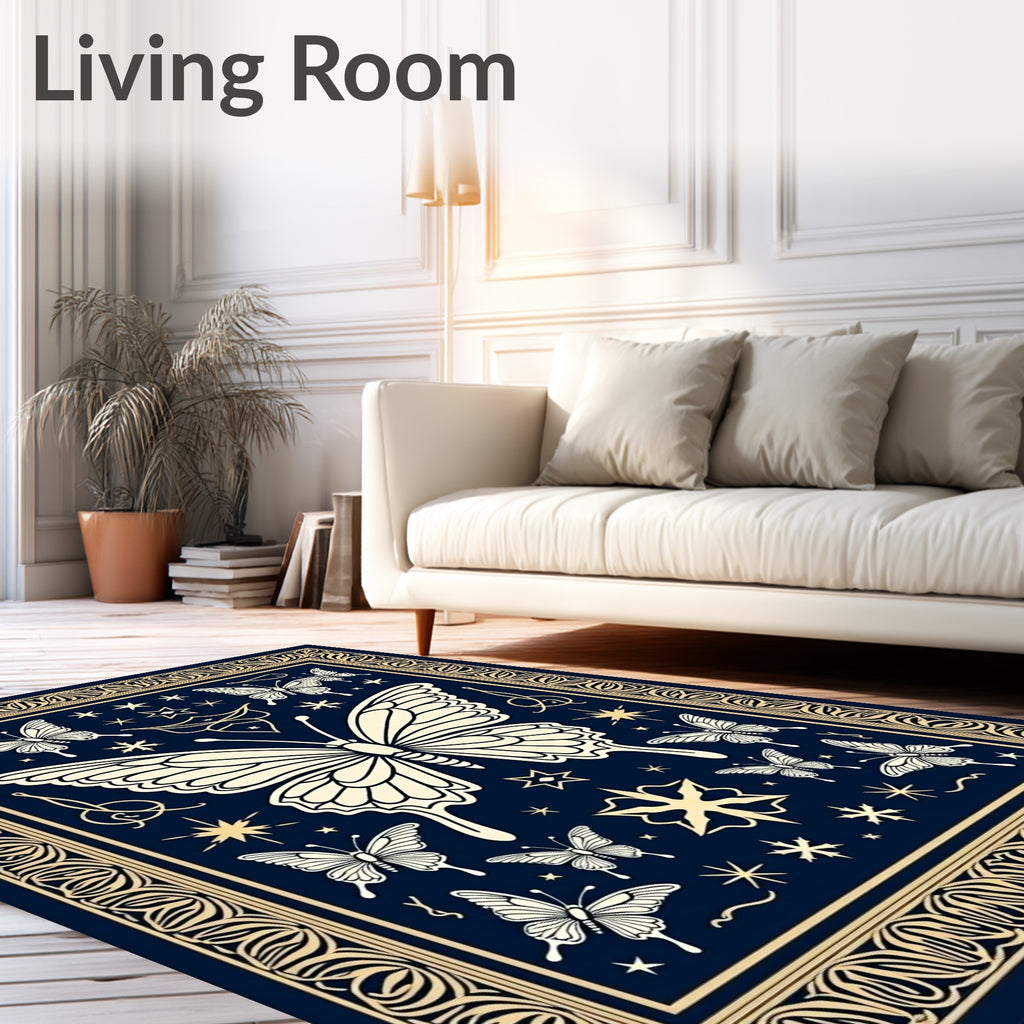 Whimsical Butterfly Stars Pattern Rug