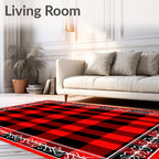 Red Black Buffalo Check Border Design Rug