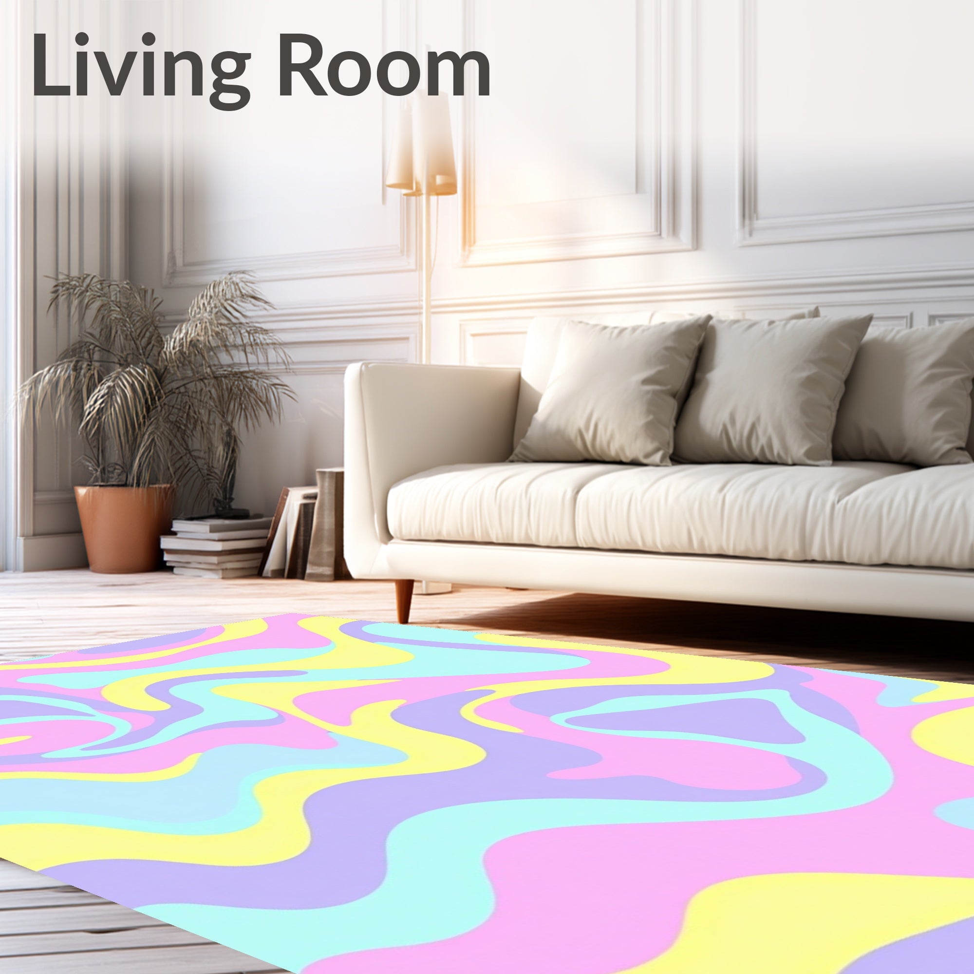 Pastel Swirl Abstract Flow Pattern Rug