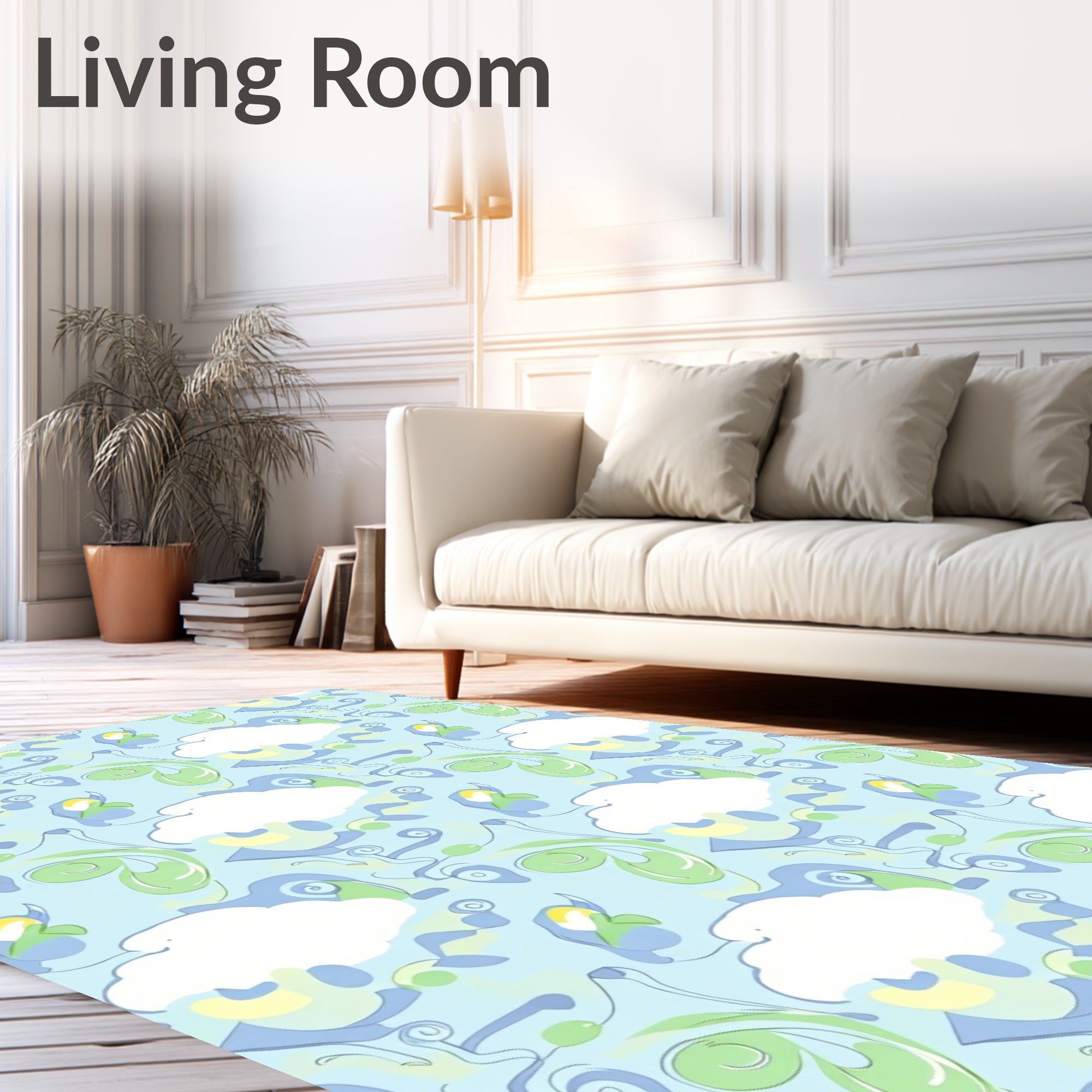 Abstract Cloud Swirl Pattern Rug