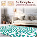 Teal Swirl Abstract Pattern Rug