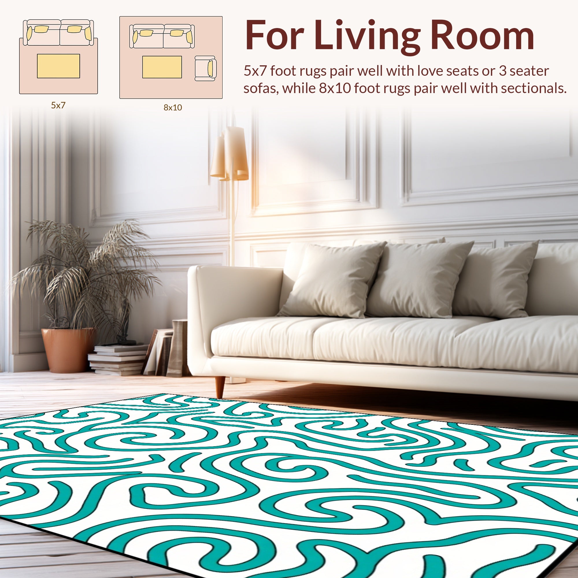 Teal Swirl Abstract Pattern Rug