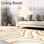 Retro Swirl Cream and Gold Rug