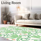 Green Leafy Vine Floral Design Rug