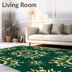 Elegant Green Gold Floral Medallion Rug