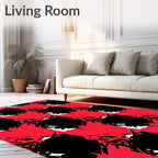 Bold Red Black Abstract Squares Rug