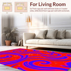 Red Blue Swirls With Stars Pattern Rug