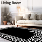White Floral Scrollwork Patterned Rug