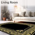 Golden Floral Art Nouveau Border Rug