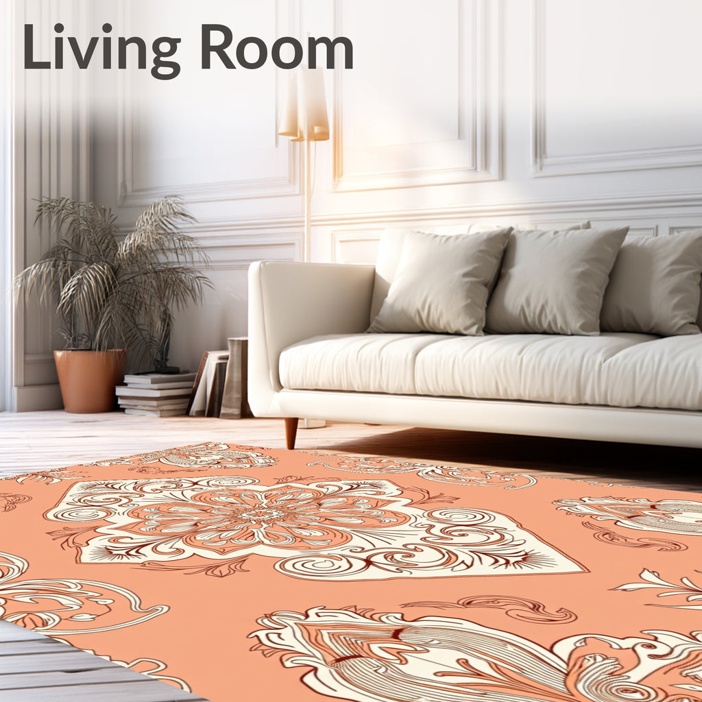 Ornate Floral Paisley Pattern Peach Rug