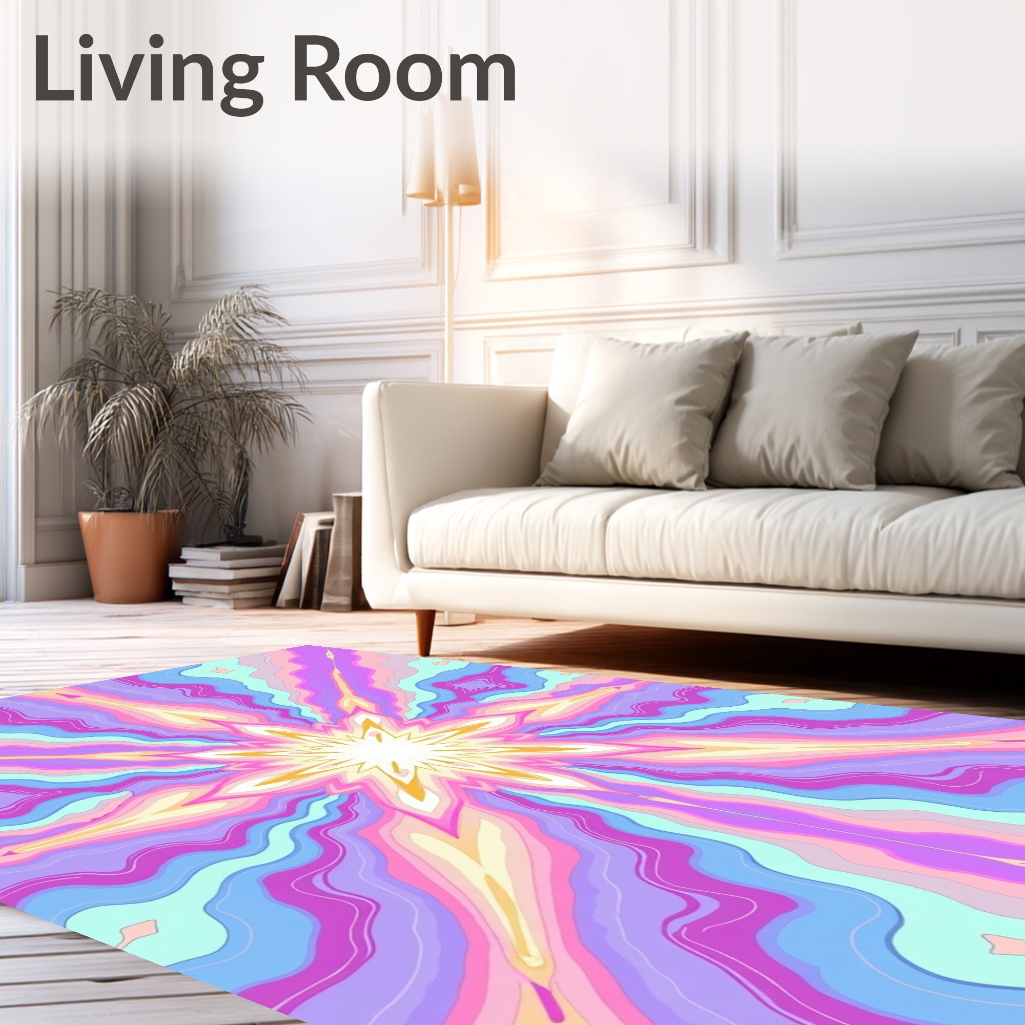 Pastel Swirls Abstract Radiating Pattern Rug