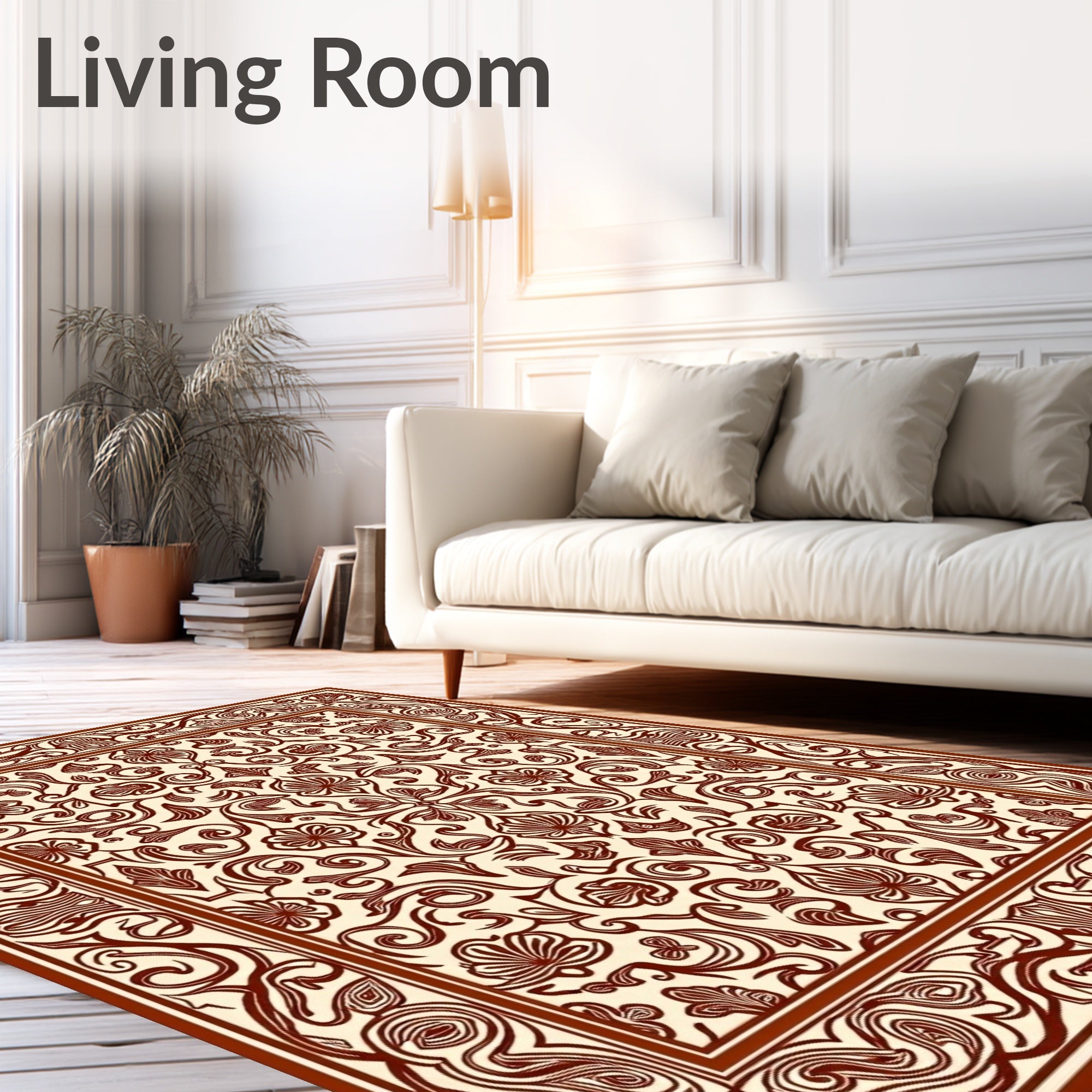 Intricate Floral Scrollwork Motif Rug