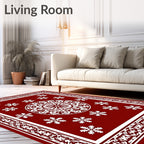 Traditional Snowflake Medallion Border Design Rug