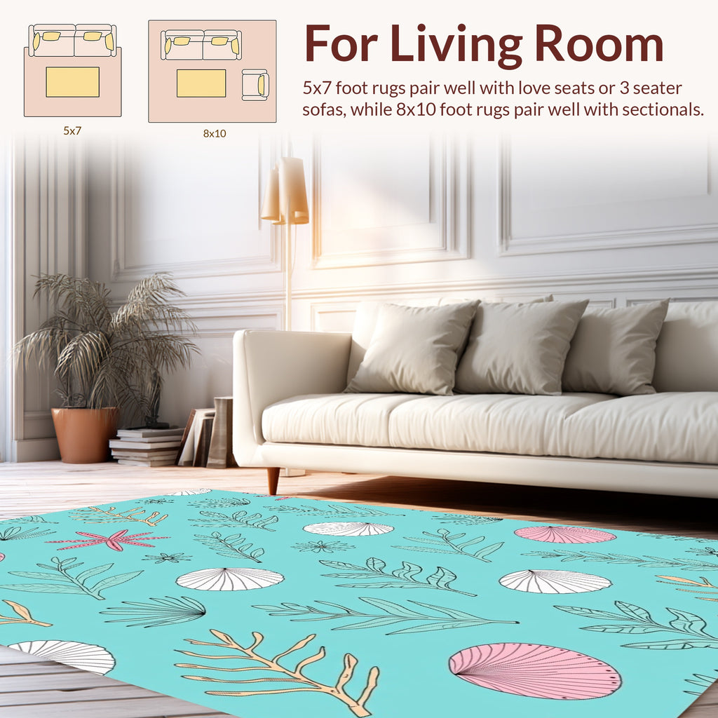 Coastal Seabed Botanical Pattern Rug