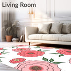 Pink Peony Garden Floral Pattern Rug