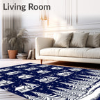 Whimsical Winter Village Snowflake Pattern Rug