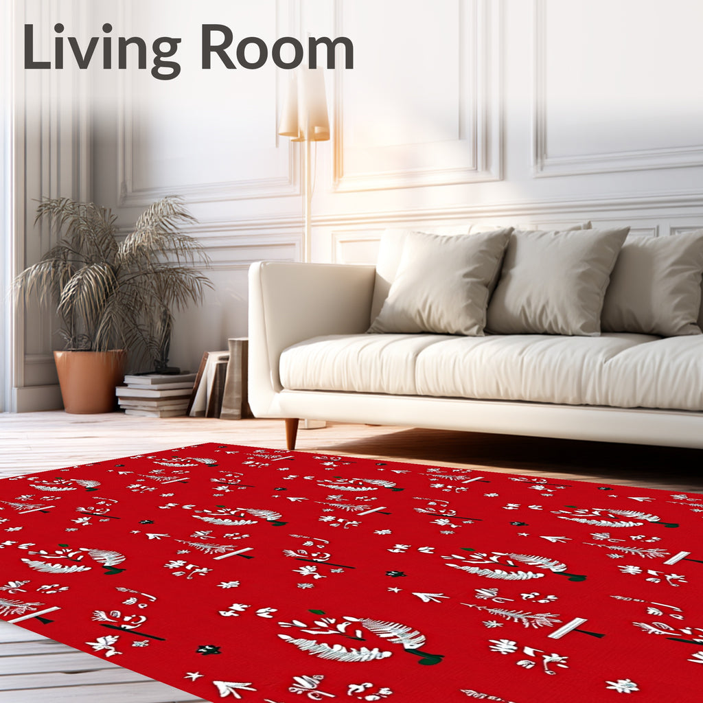 Festive Winter Tree Pattern Design Rug