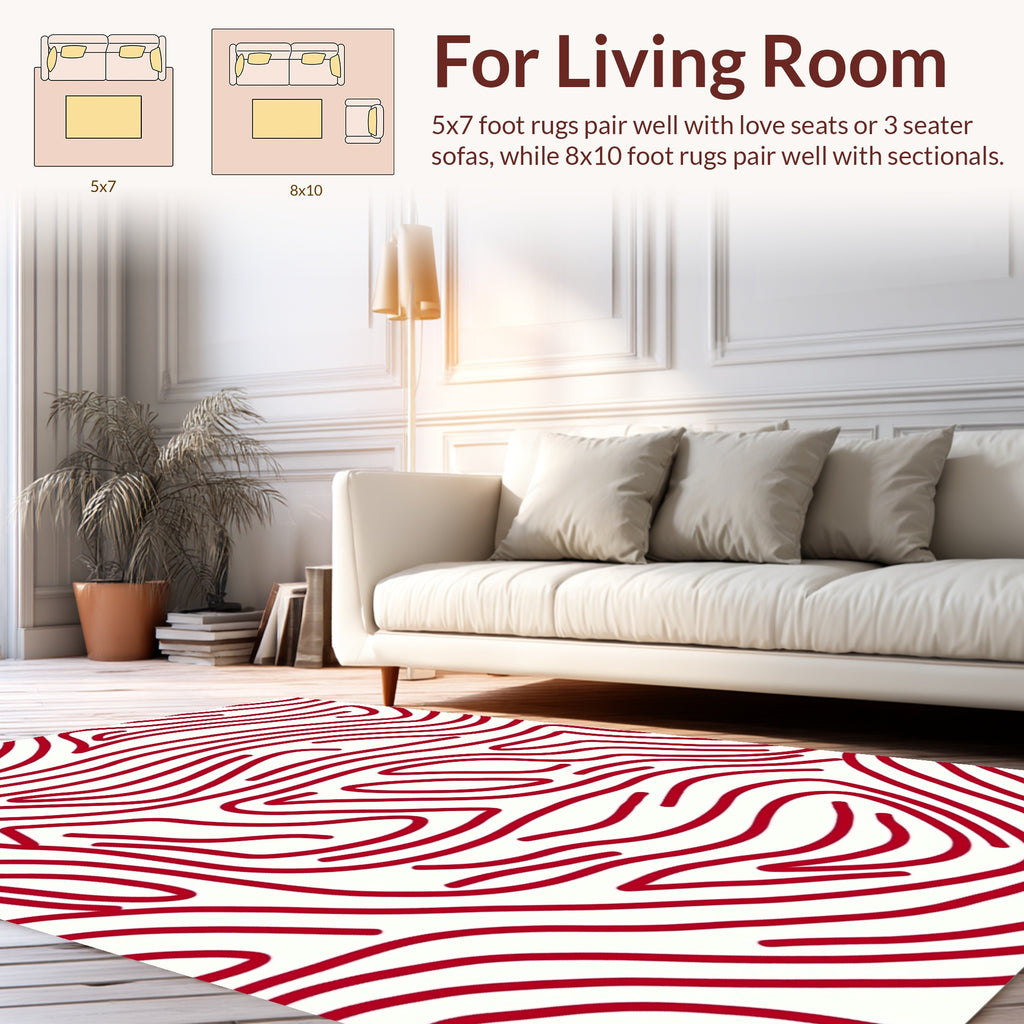 Red Wavy Stripe Pattern Rug