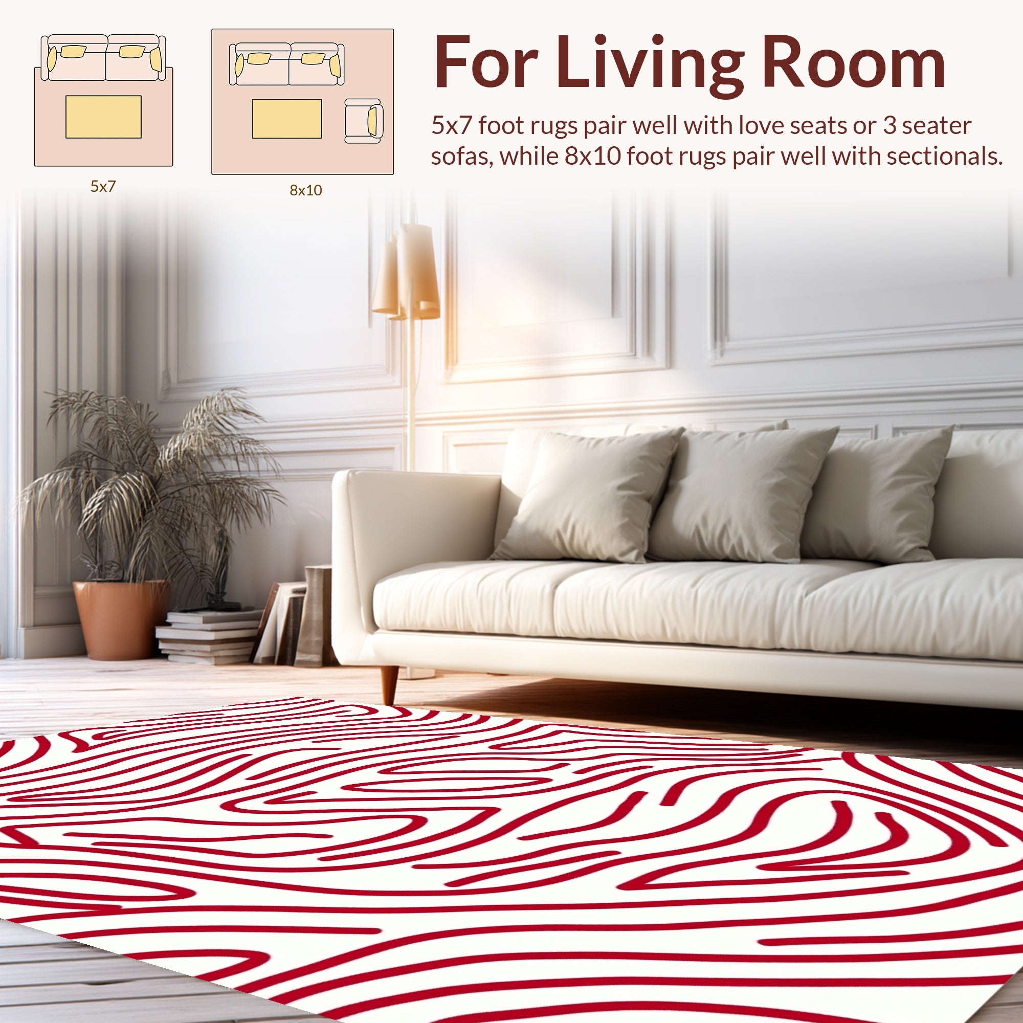 Red Wavy Stripe Pattern Rug
