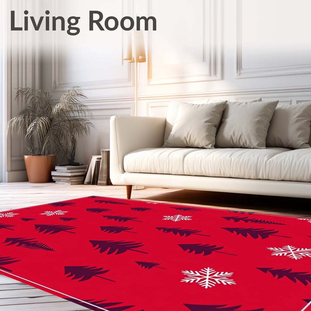 Winter Forest Snowflake Pattern Rug