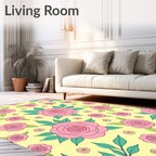 Pink Rose Garden Pattern Rug