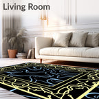 Abstract Wavy Border Art Rug