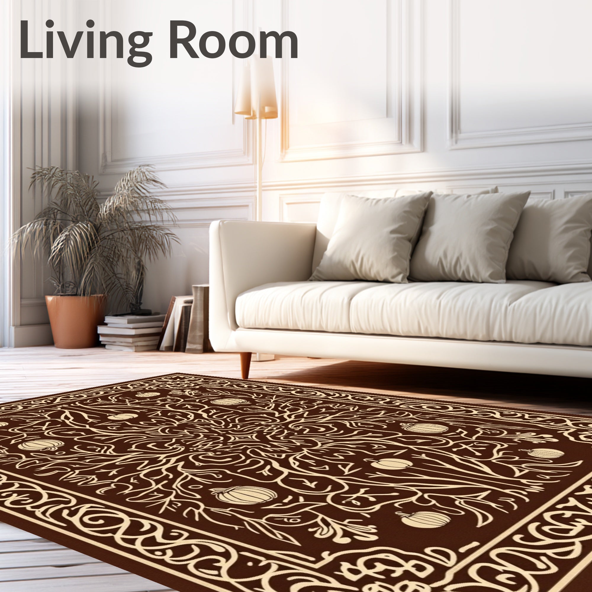 Autumnal Vines With Pumpkin Accents Rug