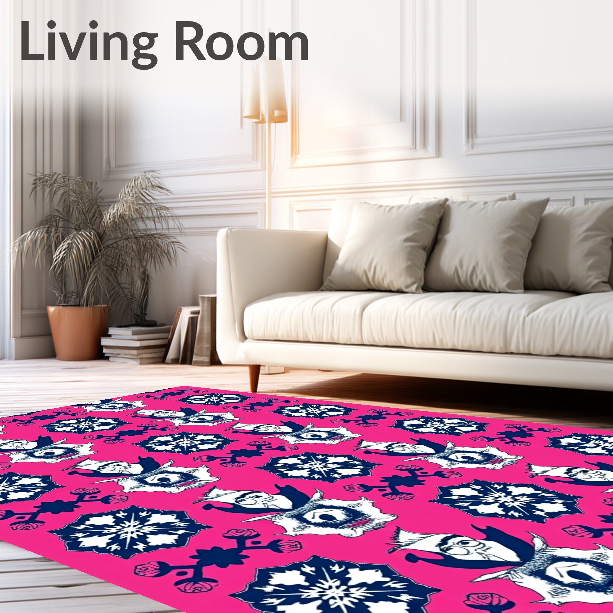 Whimsical Bird Floral Motif Rug