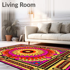 Vibrant Sunburst Mandala Pattern Rug