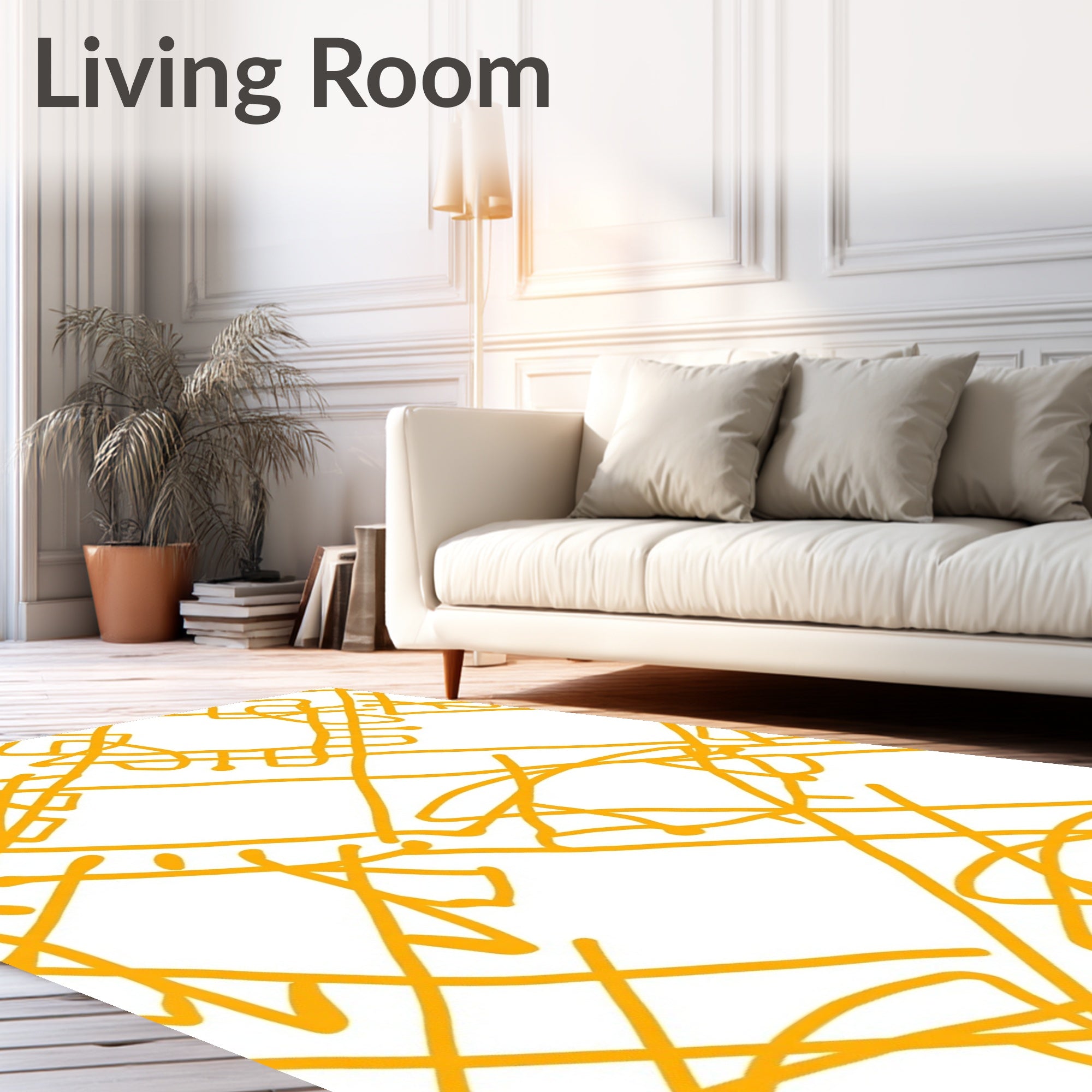 Abstract Yellow Geometric Net Rug