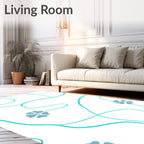 Teal Floral Vine Pattern Rug