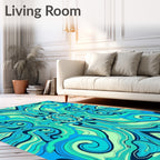 Oceanic Swirls Waves Pattern Rug