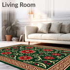 Ornate Floral Border Design Rug