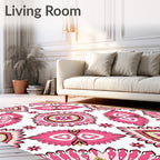 Pink Floral Sunburst Mandala Pattern Rug