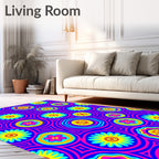 Vibrant Retro Floral Circles Rug