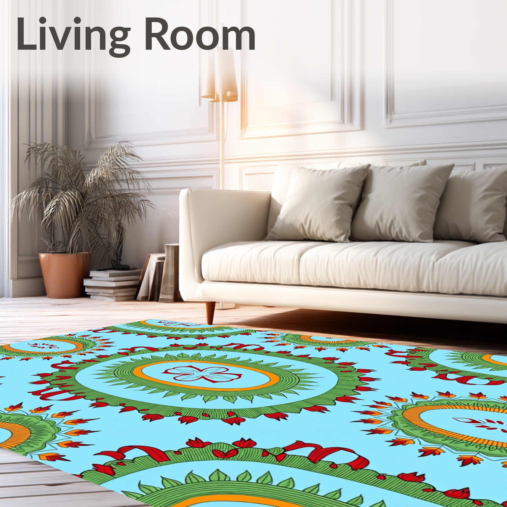 Oval Medallion Floral Pattern Rug