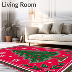 Festive Christmas Tree Snowflake Design Rug