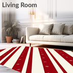 Red Cream Diagonal Stripe Pattern Rug